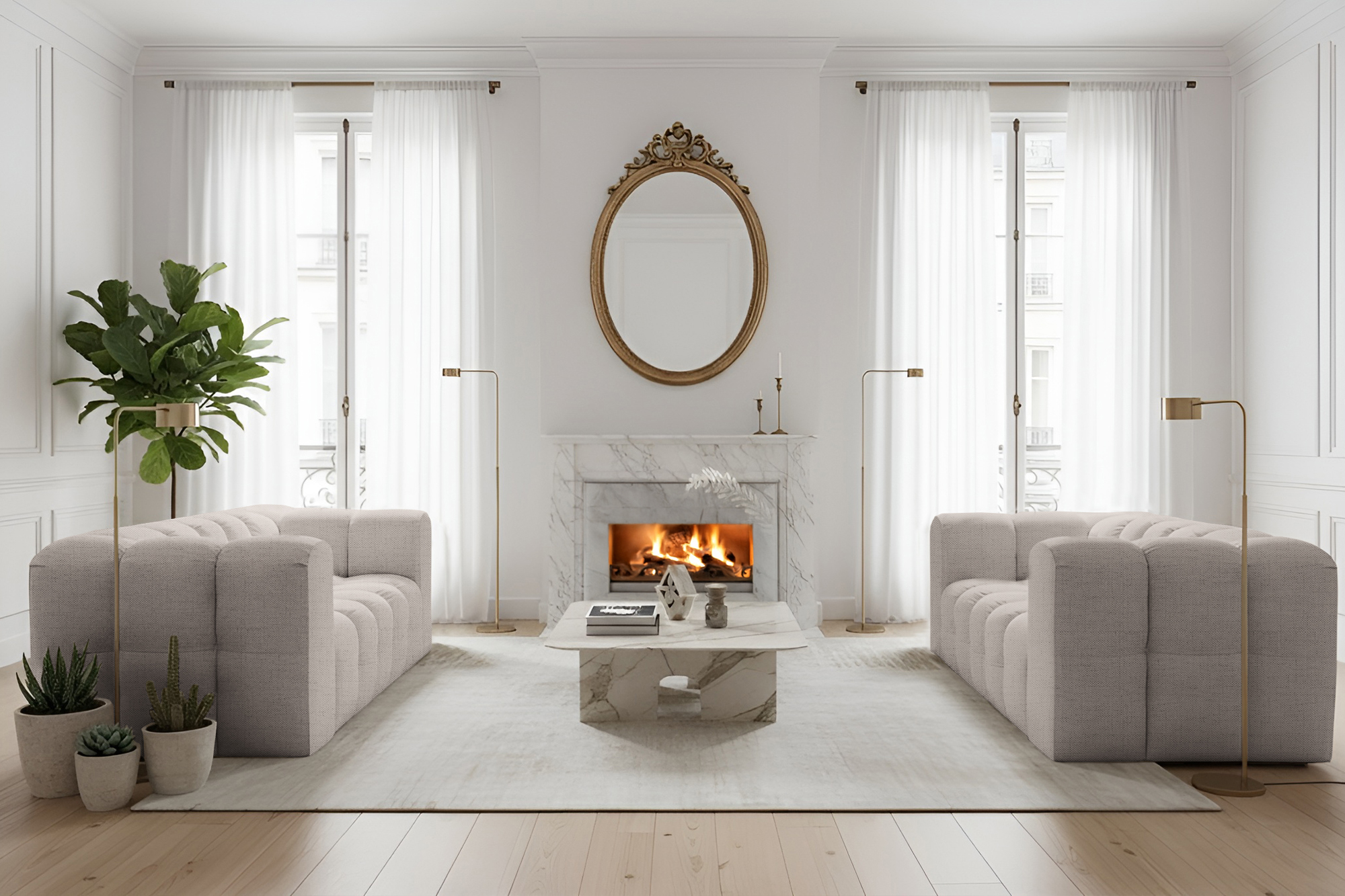 Baloo 2-Sitzer Set Sofas Creme